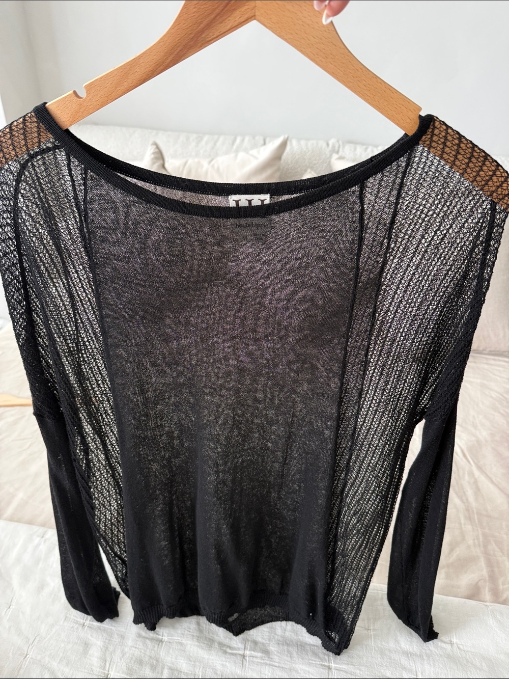 Haute Hippie Black Knit Top with Label Detail